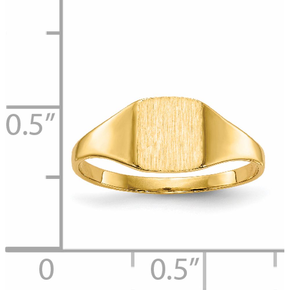 14K Yellow Gold Polished & Brushed Signet Ring - 6.5x7.0mm Top, Customizable and Engravable by 0