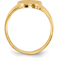 14K Yellow Gold Polished & Brushed Signet Ring - 9.0x14.5mm Oval, Engravable by 0