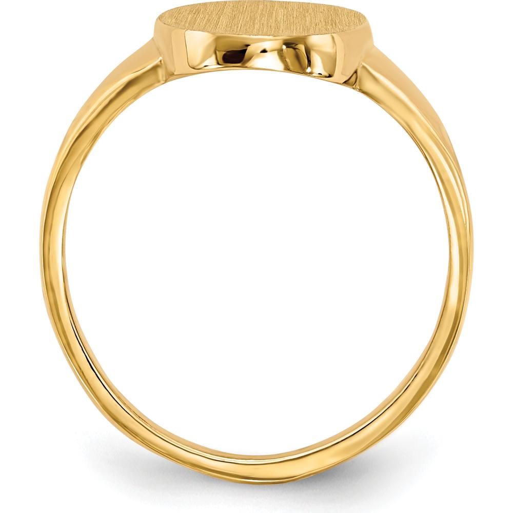 14K Yellow Gold Polished & Brushed Signet Ring - 9.0x14.5mm Oval, Engravable by 0