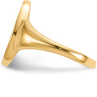 14K Yellow Gold Polished & Brushed Signet Ring - 9.0x14.5mm Oval, Engravable by 0
