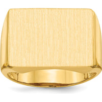 14K Yellow Gold Polished & Brushed Signet Ring for Men - 14.5mm x 19.5mm Top Size by 0