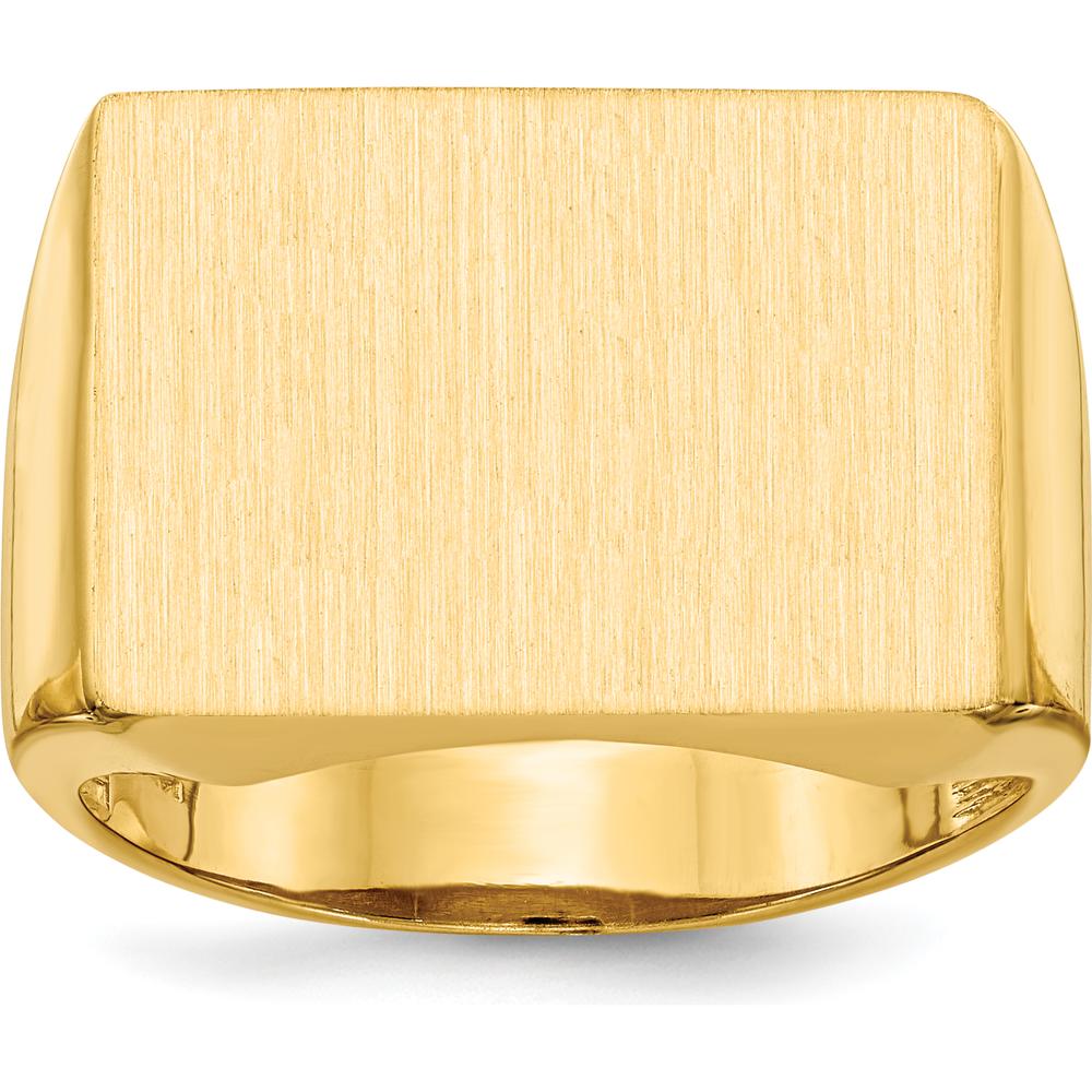 14K Yellow Gold Polished & Brushed Signet Ring for Men - 14.5mm x 19.5mm Top Size by 0
