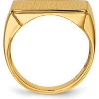 14K Yellow Gold Polished & Brushed Signet Ring for Men - 14.5mm x 19.5mm Top Size by 0