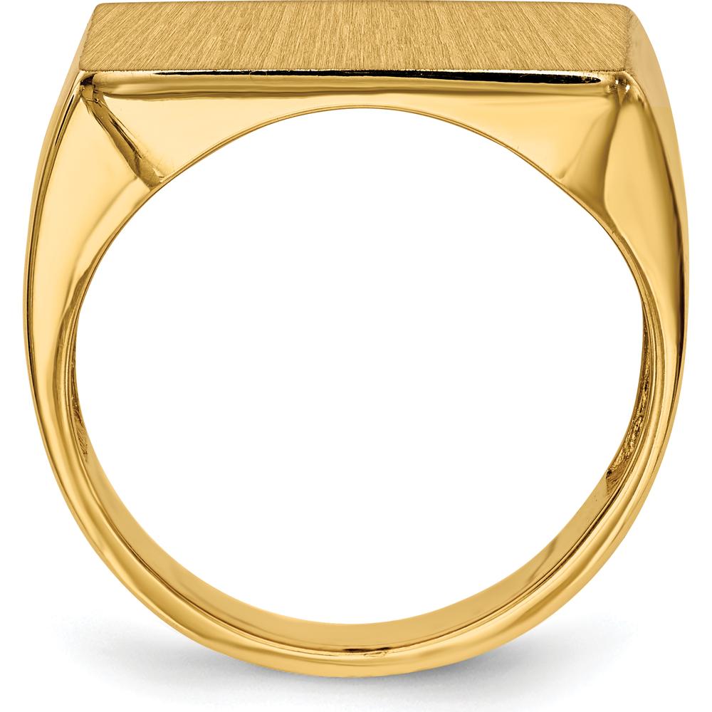 14K Yellow Gold Polished & Brushed Signet Ring for Men - 14.5mm x 19.5mm Top Size by 0