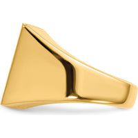 14K Yellow Gold Polished & Brushed Signet Ring for Men - 14.5mm x 19.5mm Top Size by 0