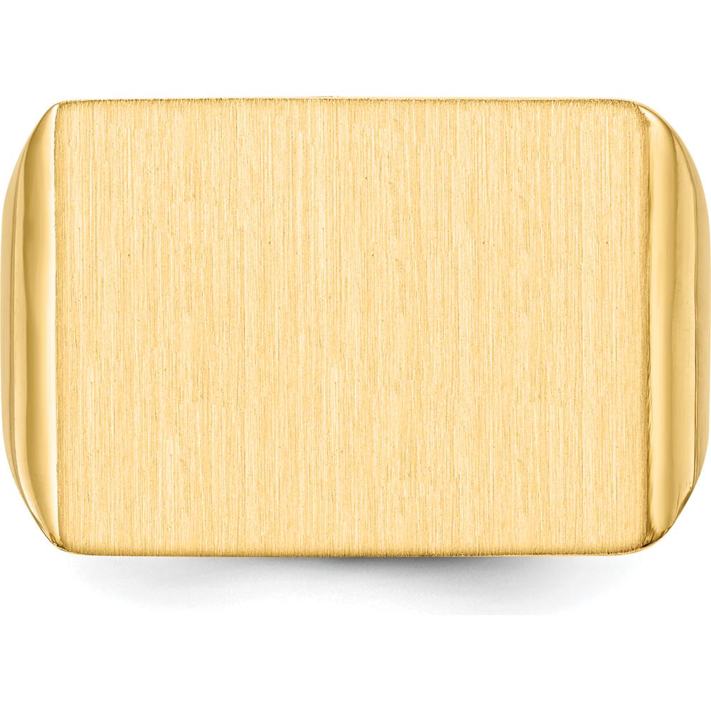 14K Yellow Gold Polished & Brushed Signet Ring for Men - 14.5mm x 19.5mm Top Size by 0
