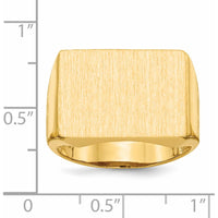 14K Yellow Gold Polished & Brushed Signet Ring for Men - 14.5mm x 19.5mm Top Size by 0