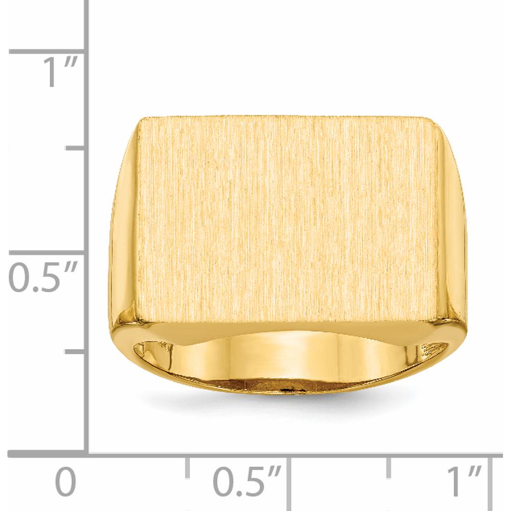 14K Yellow Gold Polished & Brushed Signet Ring for Men - 14.5mm x 19.5mm Top Size by 0