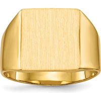 14K Yellow Gold Polished & Brushed Signet Ring for Men - Customizable Engravable Band by 0