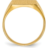 14K Yellow Gold Polished & Brushed Signet Ring for Men - Customizable Engravable Band by 0