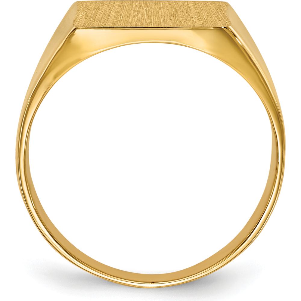 14K Yellow Gold Polished & Brushed Signet Ring for Men - Customizable Engravable Band by 0