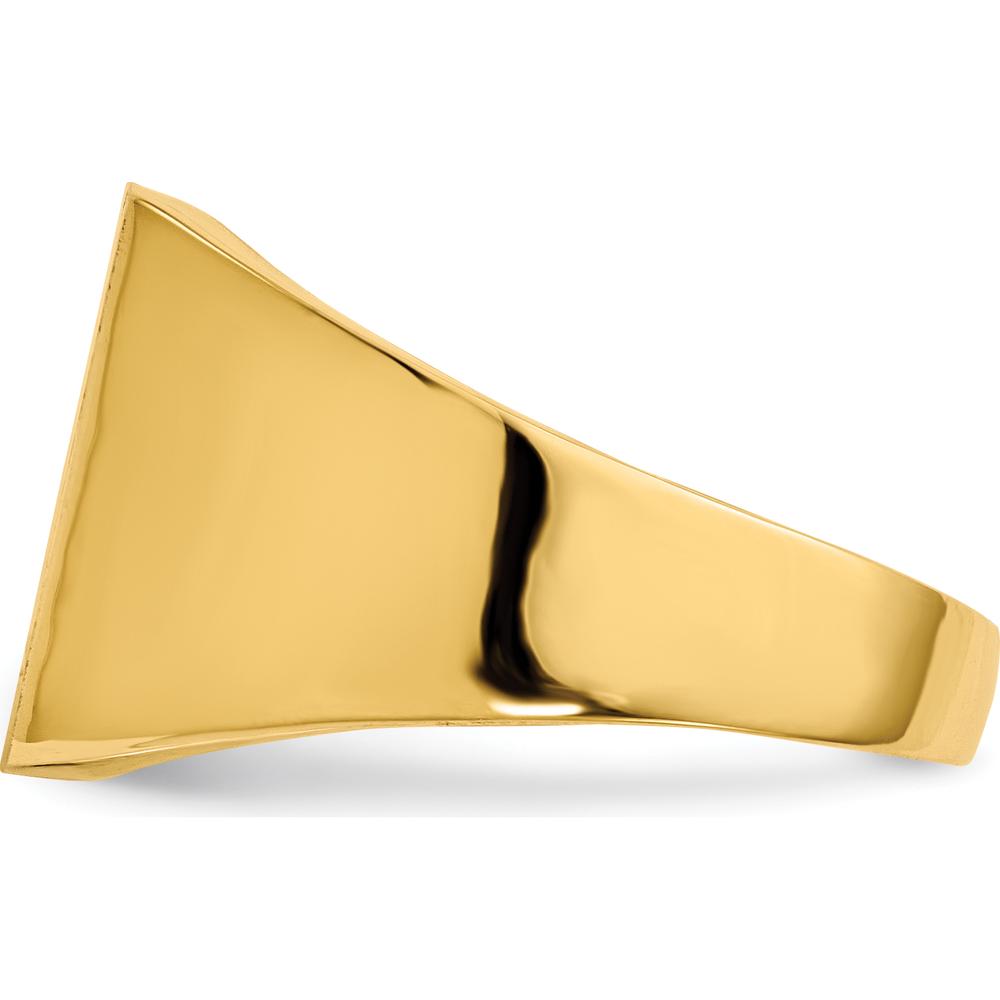 14K Yellow Gold Polished & Brushed Signet Ring for Men - Customizable Engravable Band by 0