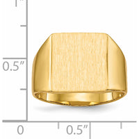 14K Yellow Gold Polished & Brushed Signet Ring for Men - Customizable Engravable Band by 0