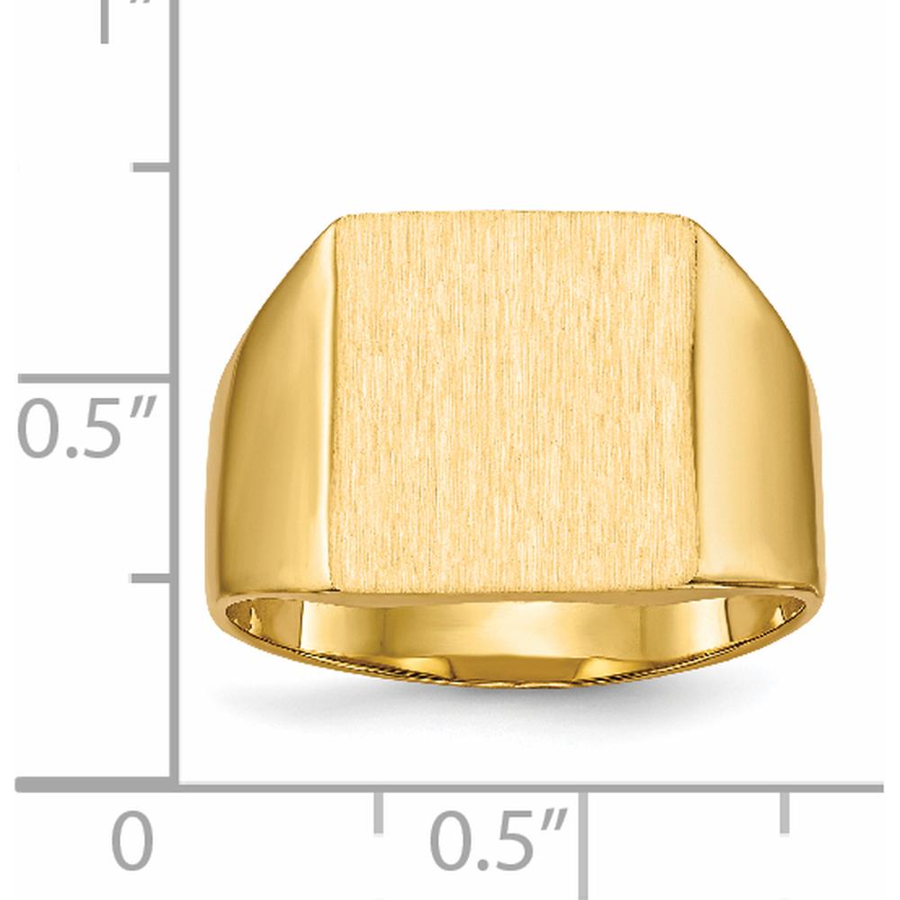 14K Yellow Gold Polished & Brushed Signet Ring for Men - Customizable Engravable Band by 0