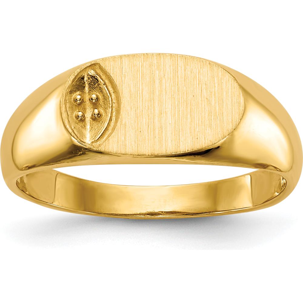 14K Yellow Gold Polished & Brushed Signet Ring Mounting - 11x6.5mm Top by 0