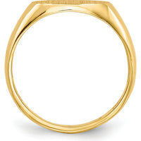 14K Yellow Gold Polished & Brushed Signet Ring Mounting - 11x6.5mm Top by 0