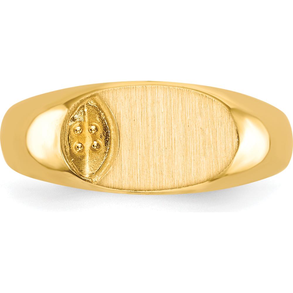 14K Yellow Gold Polished & Brushed Signet Ring Mounting - 11x6.5mm Top by 0