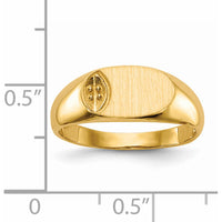 14K Yellow Gold Polished & Brushed Signet Ring Mounting - 11x6.5mm Top by 0