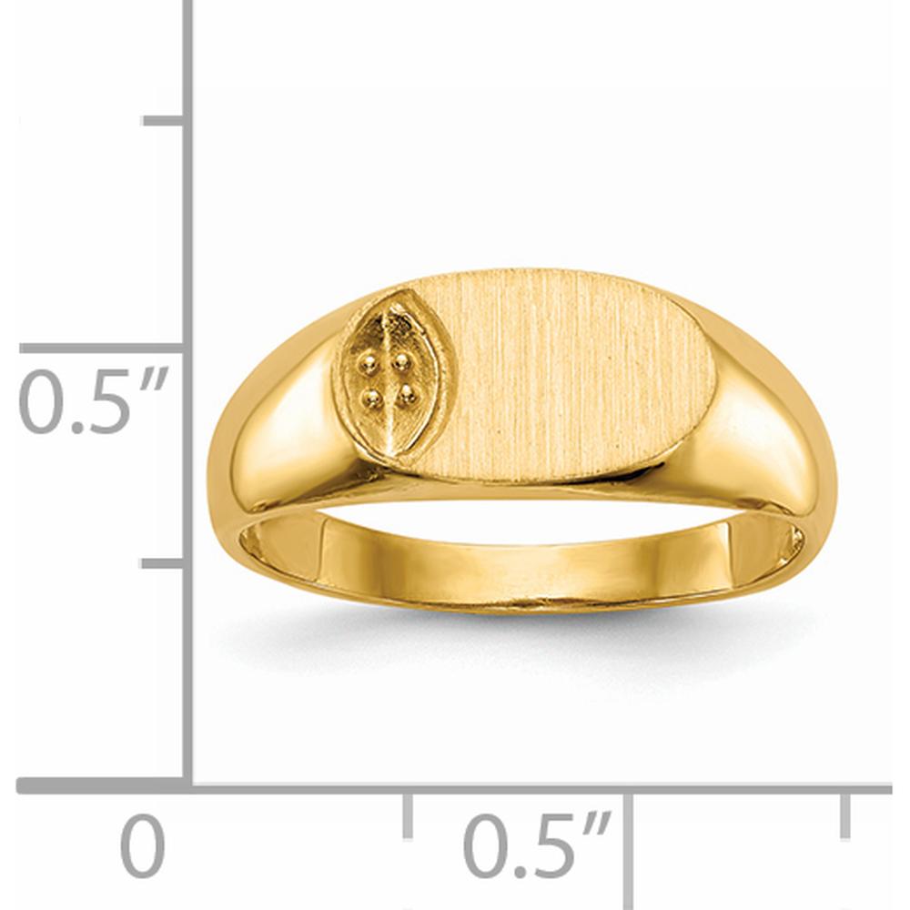 14K Yellow Gold Polished & Brushed Signet Ring Mounting - 11x6.5mm Top by 0