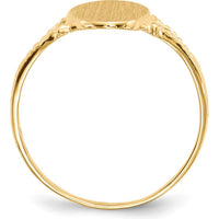 14K Yellow Gold Polished and Brushed Signet Ring with Closed Back - Oval Face 8.5x14.0mm by 0