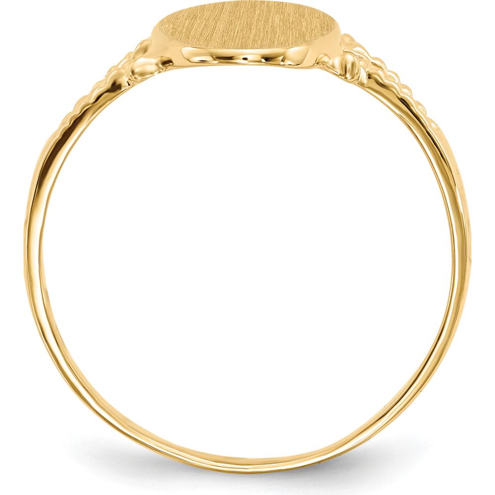 14K Yellow Gold Polished and Brushed Signet Ring with Closed Back - Oval Face 8.5x14.0mm by 0