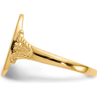 14K Yellow Gold Polished and Brushed Signet Ring with Closed Back - Oval Face 8.5x14.0mm by 0