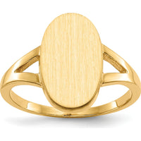 14K Yellow Gold Polished & Brushed Signet Ring with Engraving Option by 0