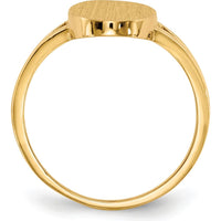 14K Yellow Gold Polished & Brushed Signet Ring with Engraving Option by 0