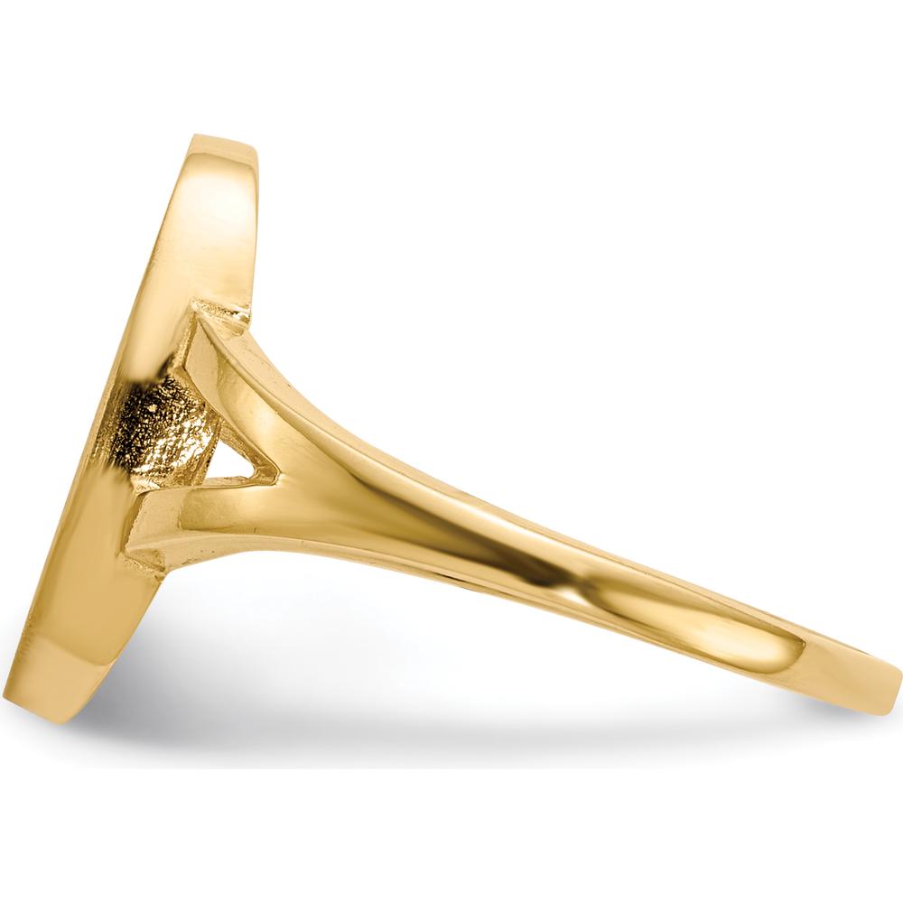 14K Yellow Gold Polished & Brushed Signet Ring with Engraving Option by 0