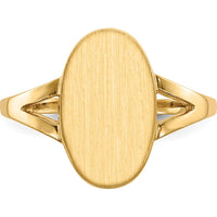 14K Yellow Gold Polished & Brushed Signet Ring with Engraving Option by 0
