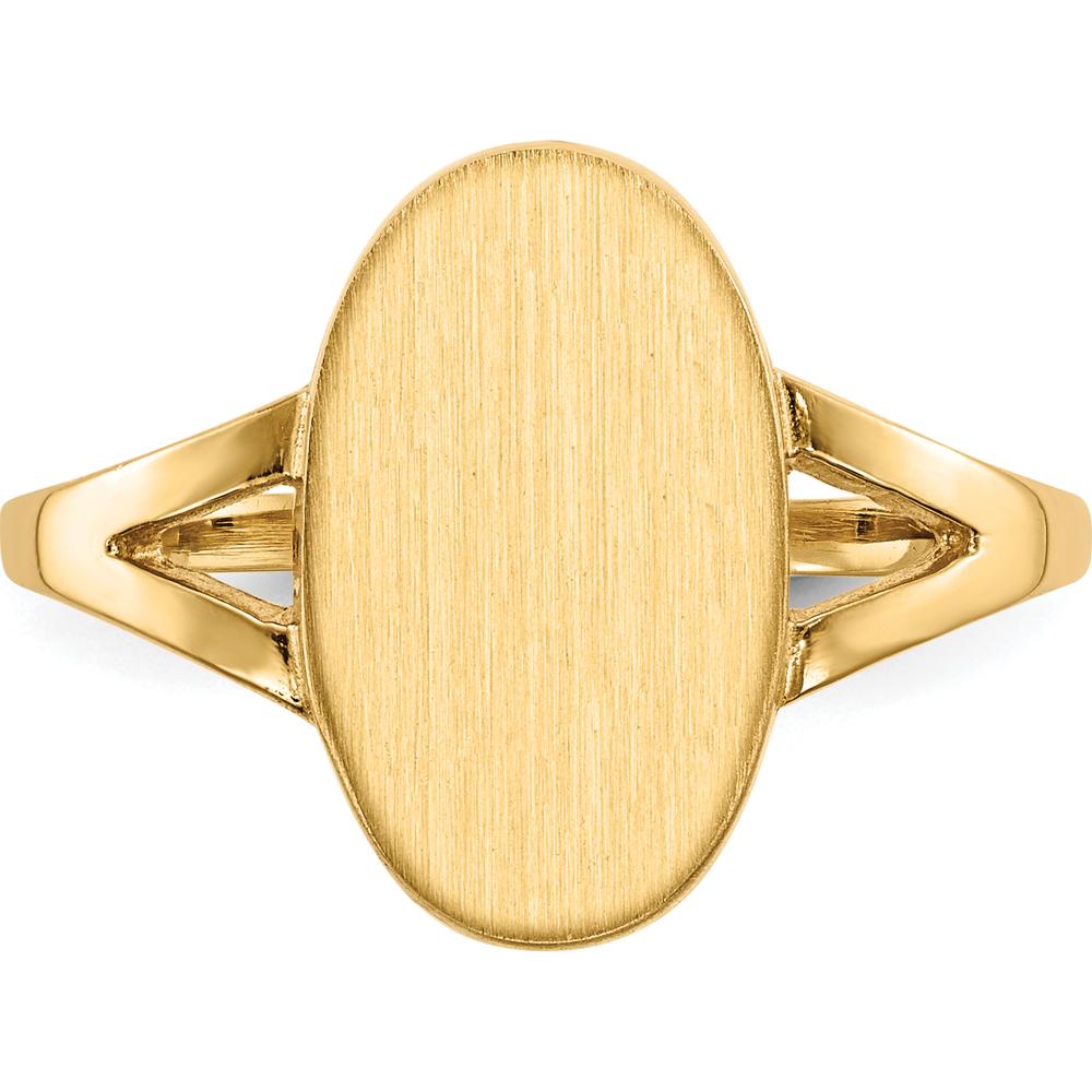 14K Yellow Gold Polished & Brushed Signet Ring with Engraving Option by 0