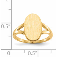 14K Yellow Gold Polished & Brushed Signet Ring with Engraving Option by 0