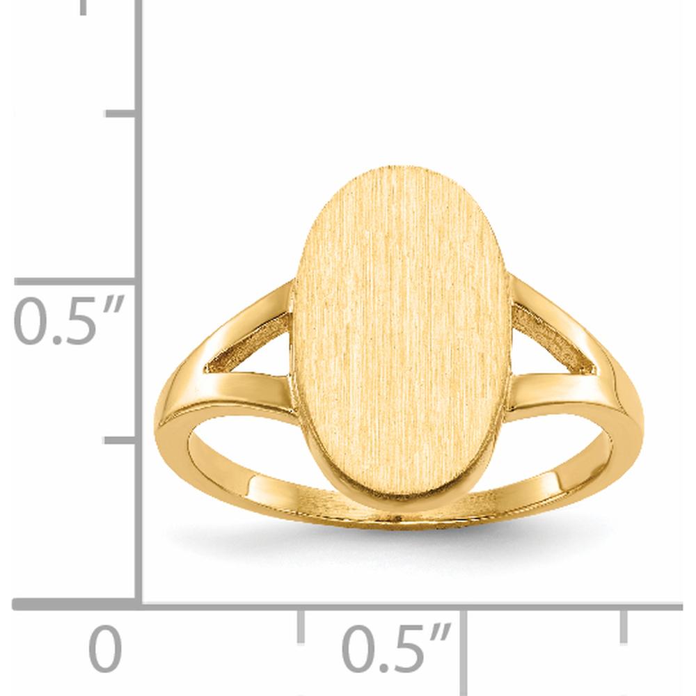 14K Yellow Gold Polished & Brushed Signet Ring with Engraving Option by 0