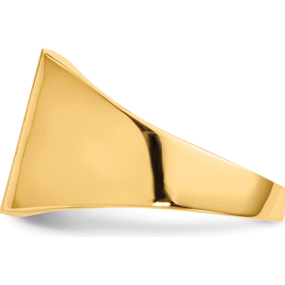 14K Yellow Gold Polished & Brushed Signet Ring with Open Back - 13.0mm x 13.0mm Top, Available in Sizes 8-12 by 0