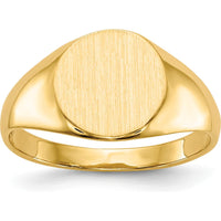 14K Yellow Gold Polished and Brushed Signet Ring with Satin Finish - Sizeable and Engravable by 0
