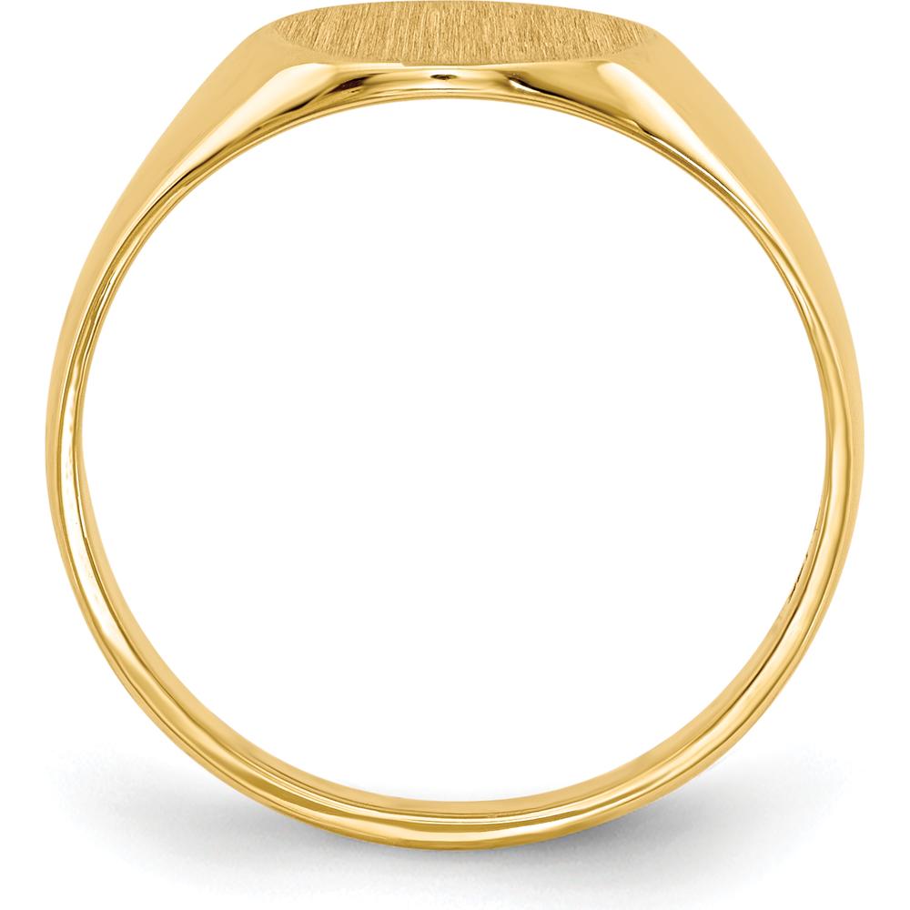14K Yellow Gold Polished and Brushed Signet Ring with Satin Finish - Sizeable and Engravable by 0