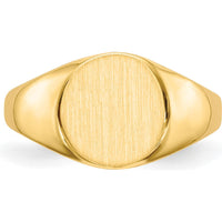 14K Yellow Gold Polished and Brushed Signet Ring with Satin Finish - Sizeable and Engravable by 0