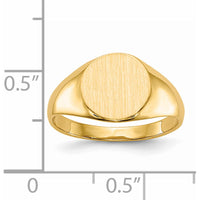 14K Yellow Gold Polished and Brushed Signet Ring with Satin Finish - Sizeable and Engravable by 0