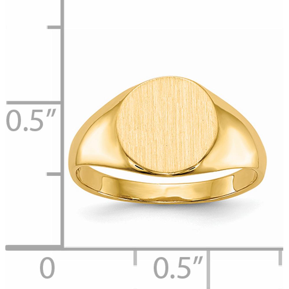 14K Yellow Gold Polished and Brushed Signet Ring with Satin Finish - Sizeable and Engravable by 0