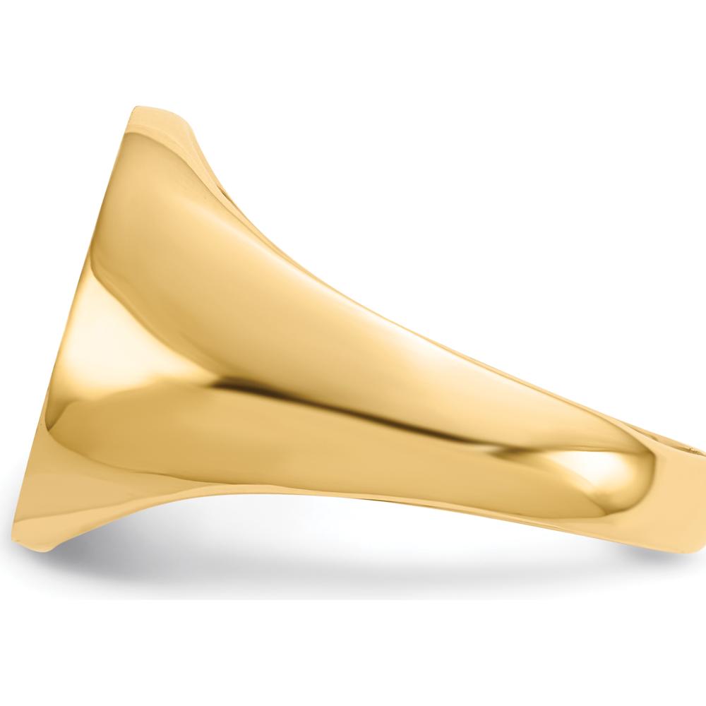 14K Yellow Gold Polished and Brushed Signet Ring with Satin Texture - Custom Engravable, Sizeable 12.5x14.0mm by 0