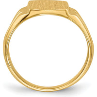 14K Yellow Gold Polished and Brushed Signet Ring with Tapered Band - Engravable, Size 3-7 by 0