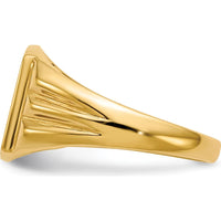 14K Yellow Gold Polished and Brushed Signet Ring with Tapered Band - Engravable, Size 3-7 by 0