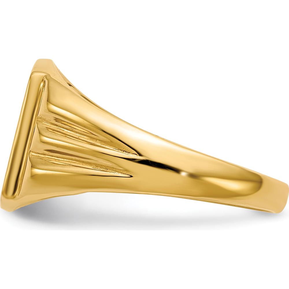 14K Yellow Gold Polished and Brushed Signet Ring with Tapered Band - Engravable, Size 3-7 by 0