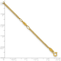 14K Yellow Gold Polished and Diamond-Cut 5-Station Beaded Anklet - 10" Length