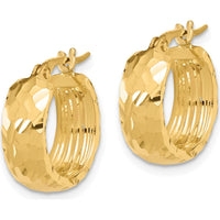 14K Yellow Gold Polished and Diamond-Cut 6mm Hoop Earrings - 17mm Length by 0