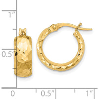 14K Yellow Gold Polished and Diamond-Cut 6mm Hoop Earrings - 17mm Length by 0