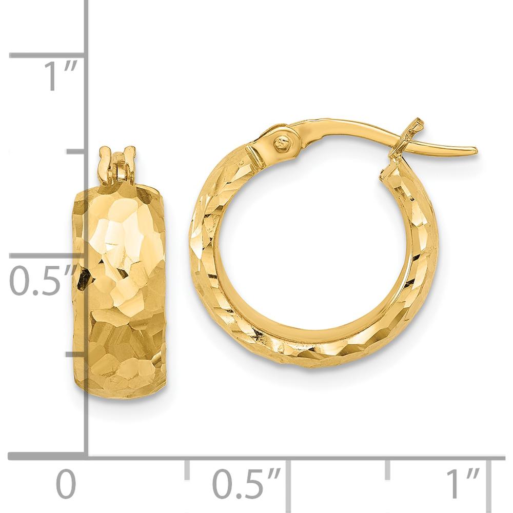 14K Yellow Gold Polished and Diamond-Cut 6mm Hoop Earrings - 17mm Length by 0