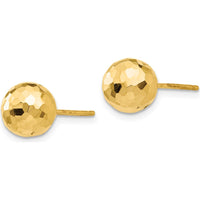 14K Yellow Gold Polished and Diamond-Cut 8mm Ball Post Earrings by Oro Pregiato