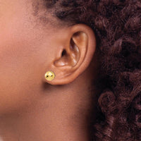 14K Yellow Gold Polished and Diamond-Cut 8mm Ball Post Earrings by Oro Pregiato