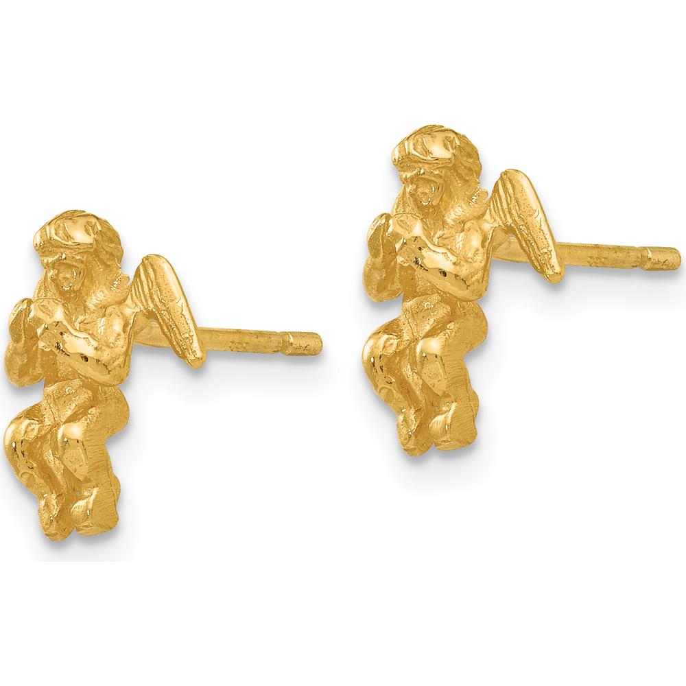 14K Yellow Gold Polished and Diamond-Cut Angel Stud Earrings by 0